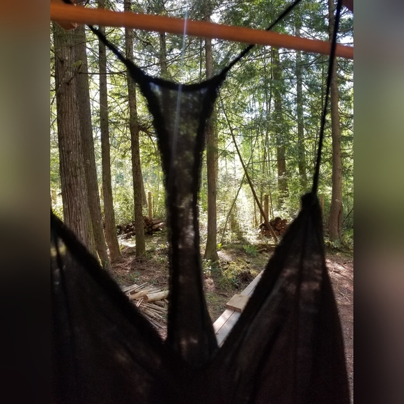 Night Gown Slip Long Dress Kayser Canada Medium Black Spaghetti Strap V Neck - Picture 2 of 9